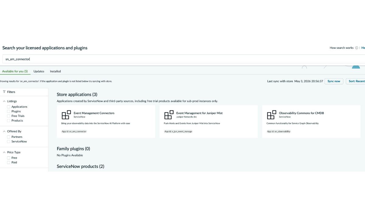 Application Manager search
