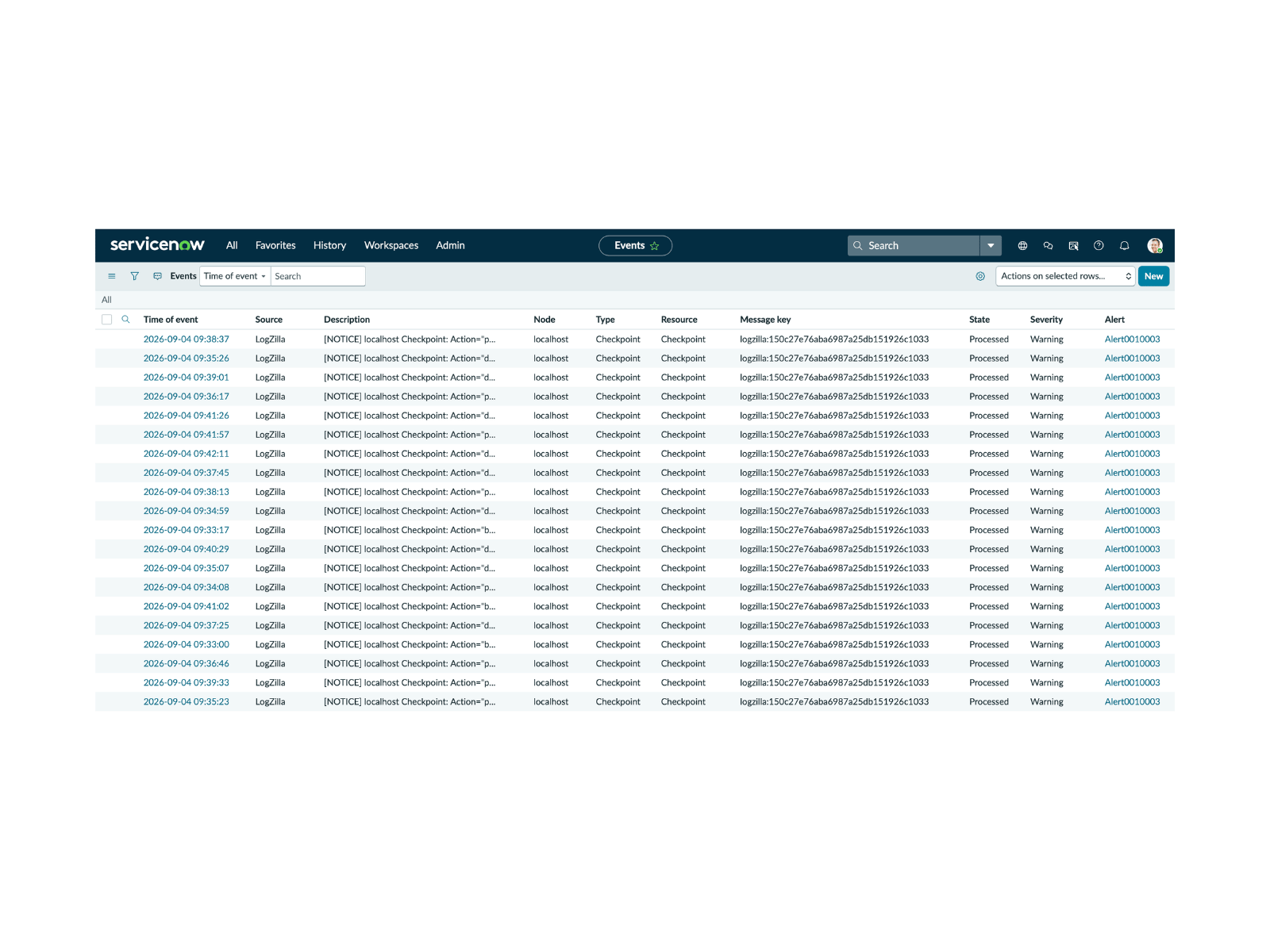 Synthetic event in ServiceNow