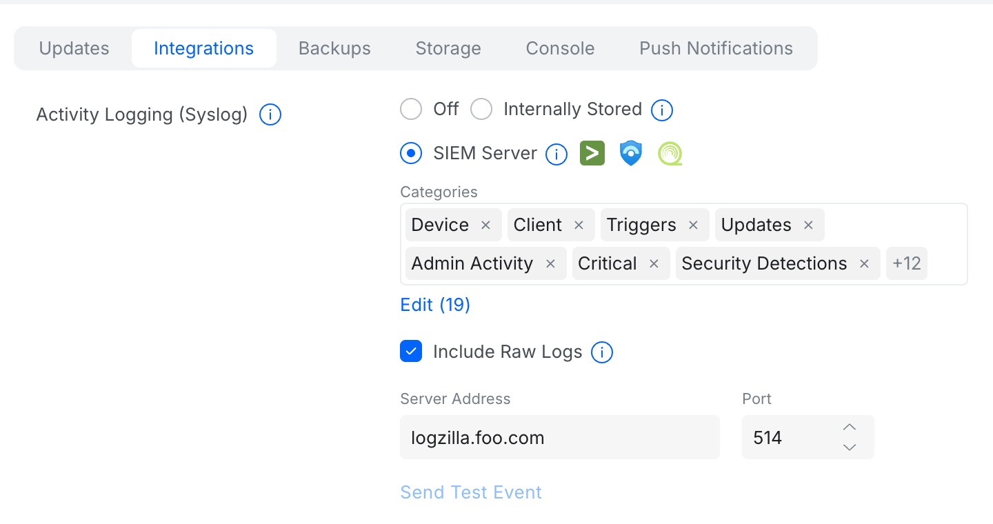 UniFi Activity Logging Configuration