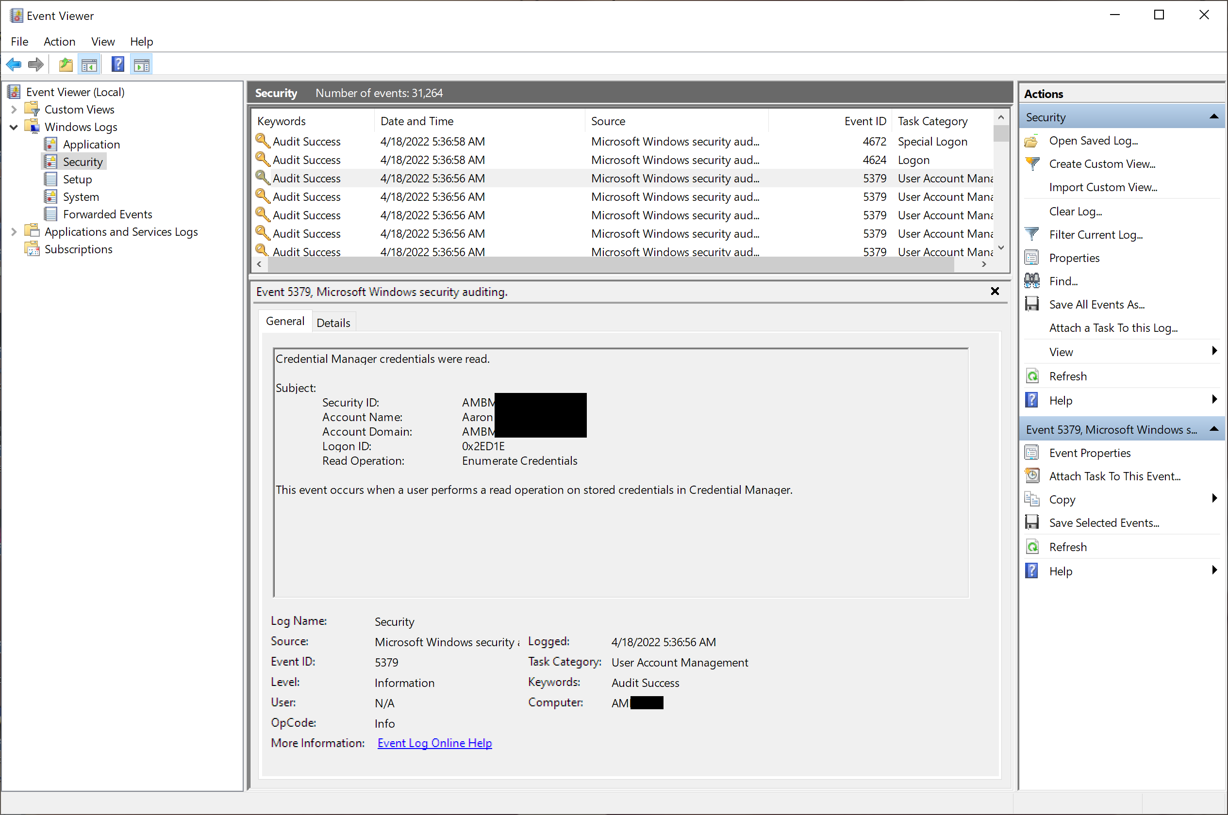 Windows Event Message